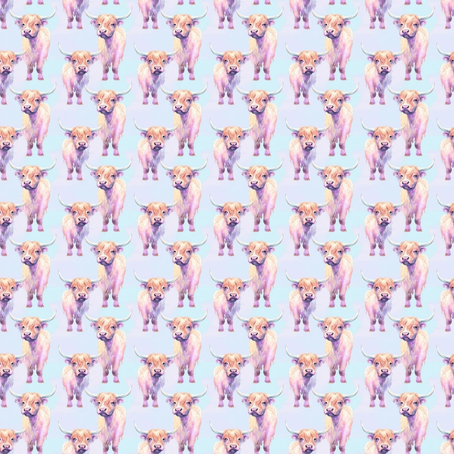 Funky Highland Cows Pattern 8 Quilting Cotton Fabric
