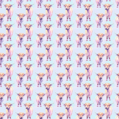 Funky Highland Cows Pattern 8 Quilting Cotton Fabric