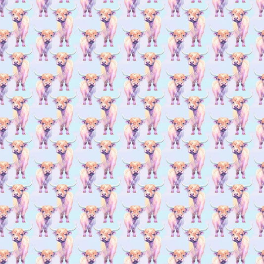 Funky Highland Cows Pattern 8 Quilting Cotton Fabric