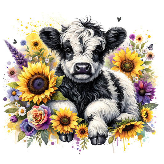 Fancy Highland Cows Fabric Panel 12