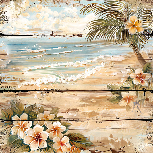 Tropical Beach Scenes Fabric Panel 11