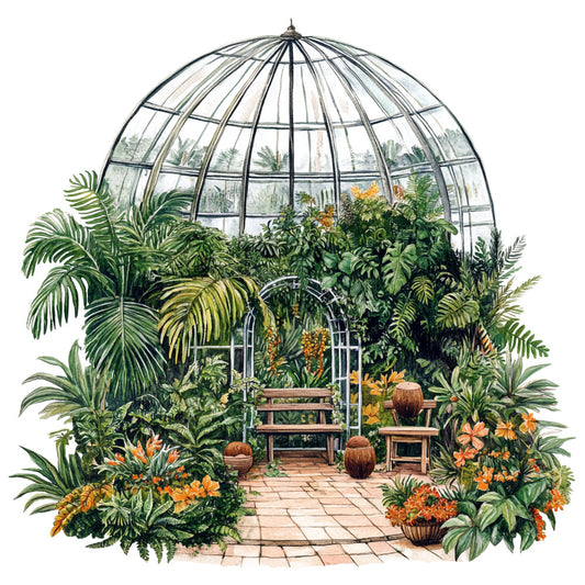 Watercolor Greenhouse Fabric Panel 19
