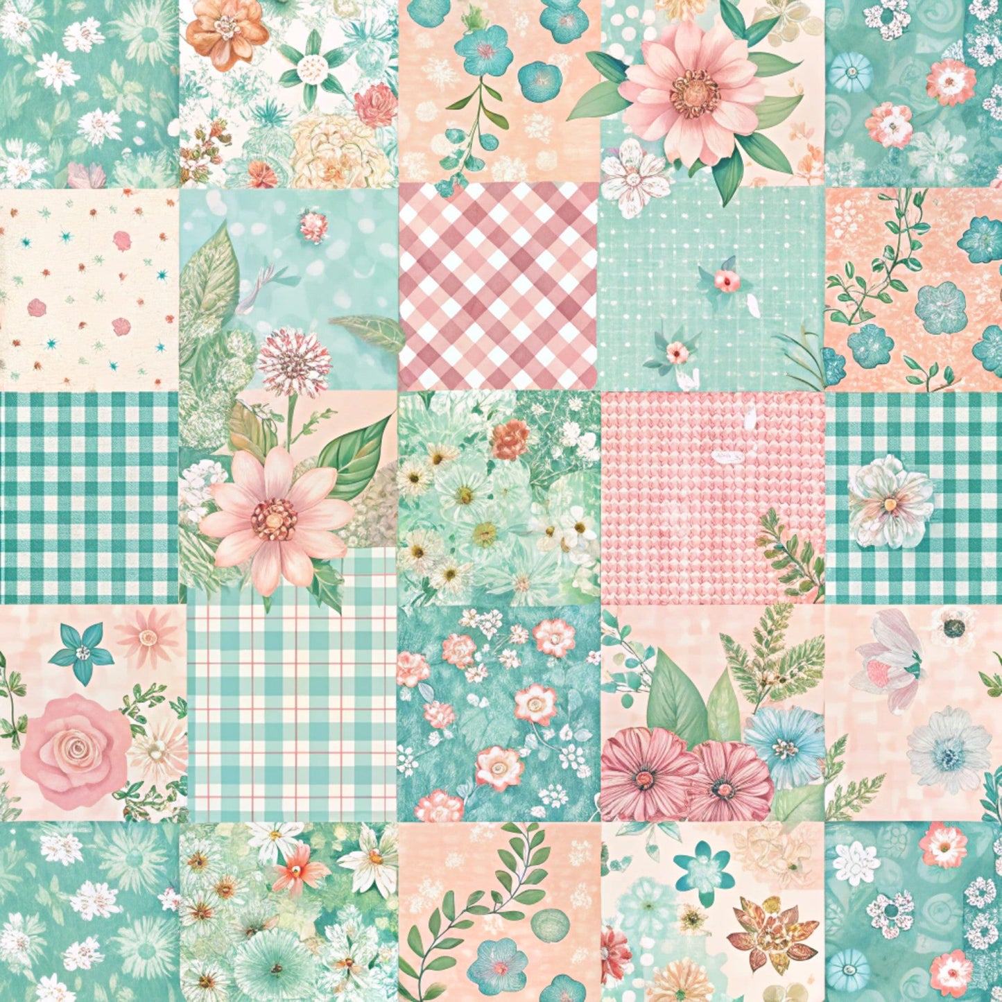 Spring Patchwork Pattern 3 Quilting Cotton Fabric