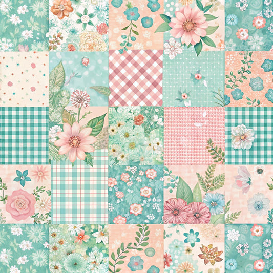 Spring Patchwork Pattern 3 Quilting Cotton Fabric