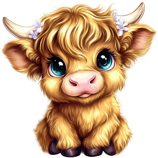 Adorable Highland Cows Fabric Panel 59