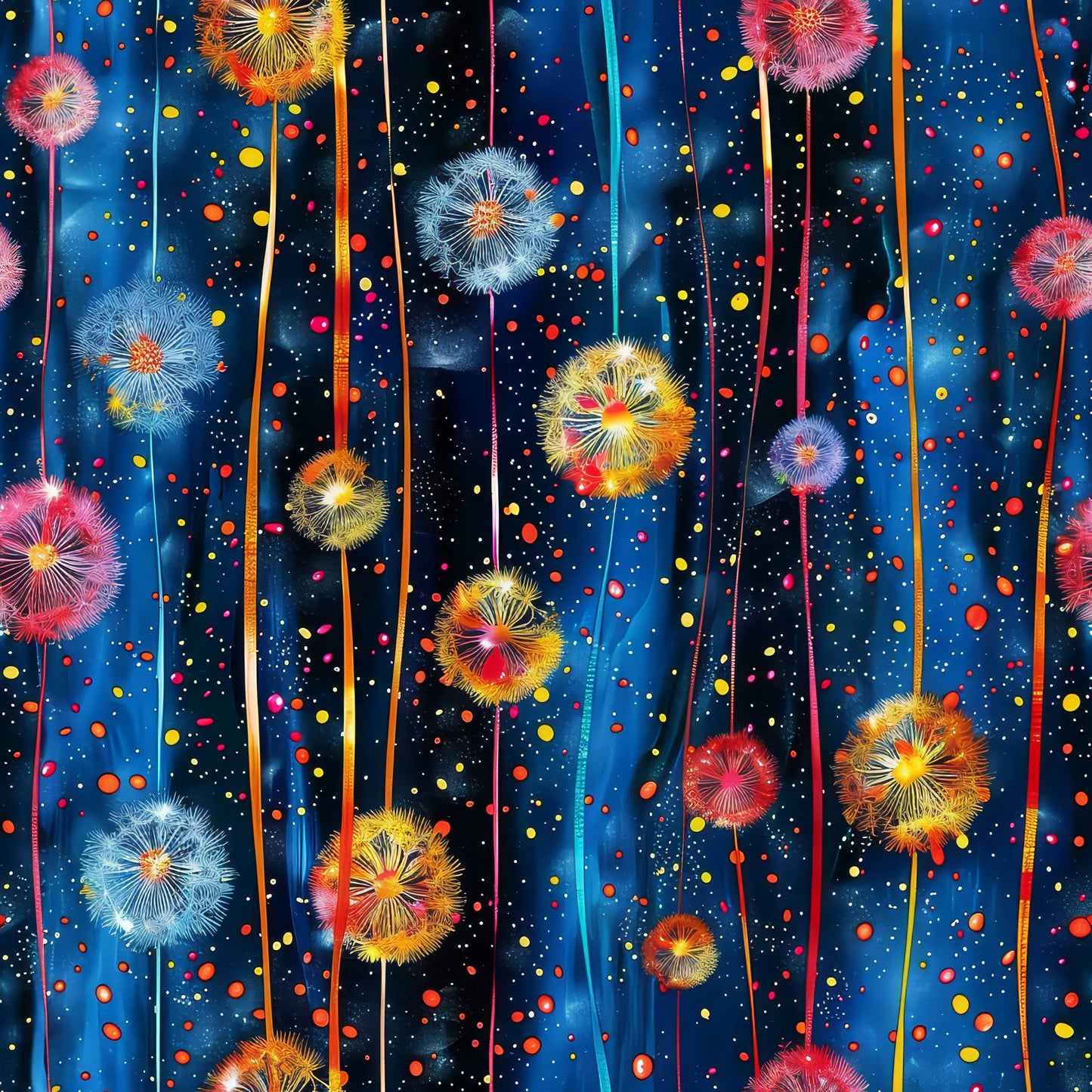 Midnight Dandelions Pattern 9 Quilting Cotton Fabric