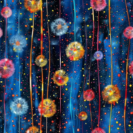 Midnight Dandelions Pattern 9 Quilting Cotton Fabric