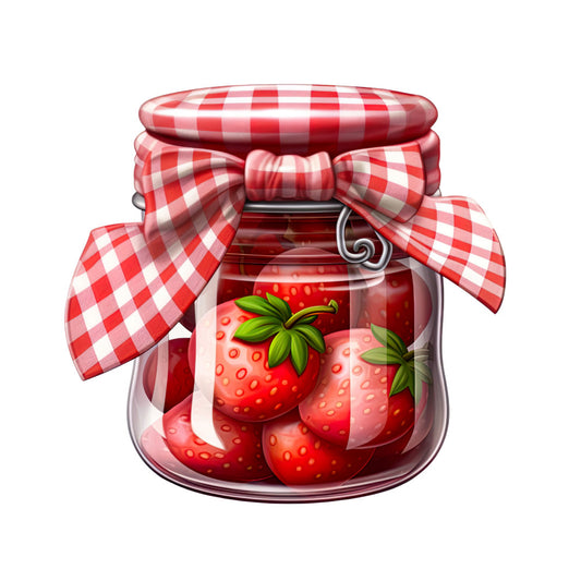 Strawberry Jam Jars Fabric Panel 3