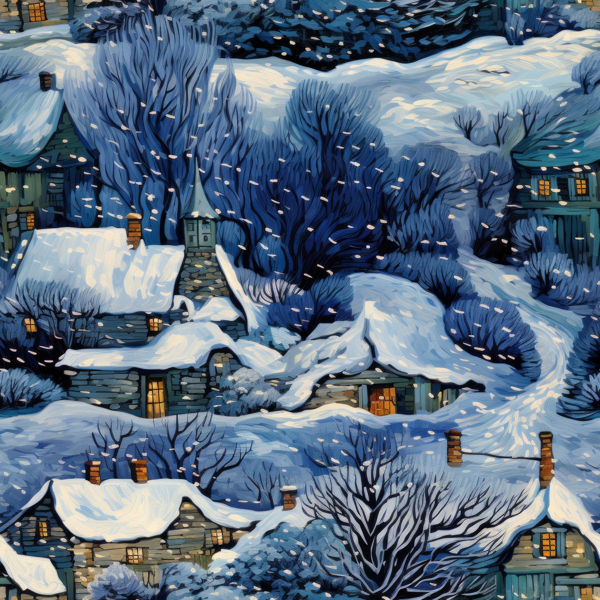 Golden Snowfall Pattern 3 Minky Fabric