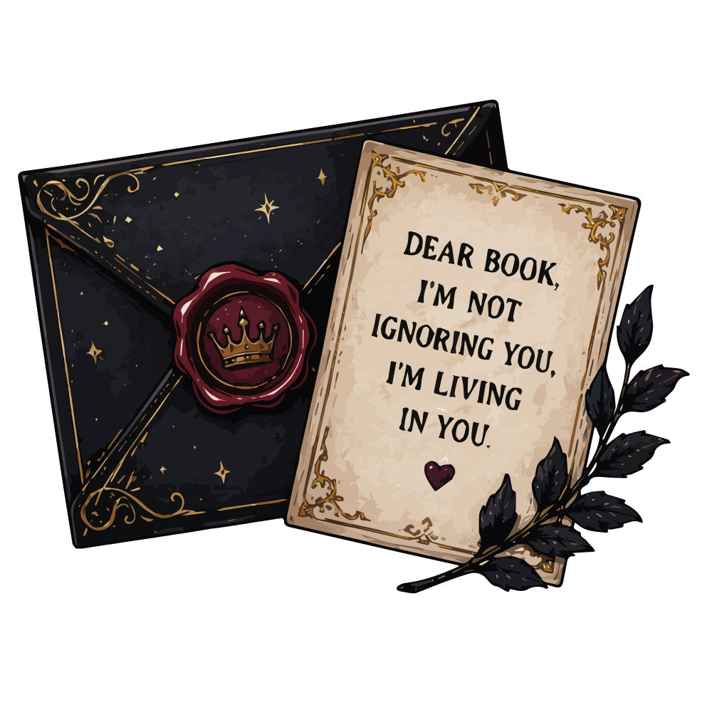 book lover, literary, celestial, gold accents, cream, black, burgundy, dark academia, wax seal, crown, stars, sparkles, romantic, gothic, elegant, whimsical, vintage, quote, inspirational, reading, bookish, decorative border, ornamental, dark moody, magical, mystical, wall hanging, decorative pillow