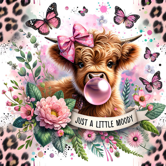 Fancy Highland Cows Fabric Panel 10