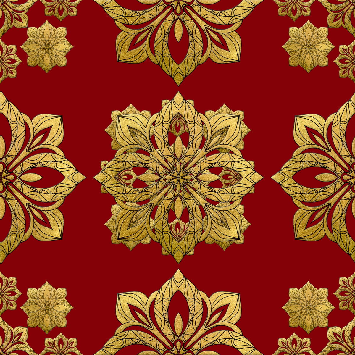 Gilded Crimson Pattern 6 Minky Fabric