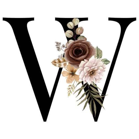 Alphabet with Watercolor Flowers Fabric Panel 26