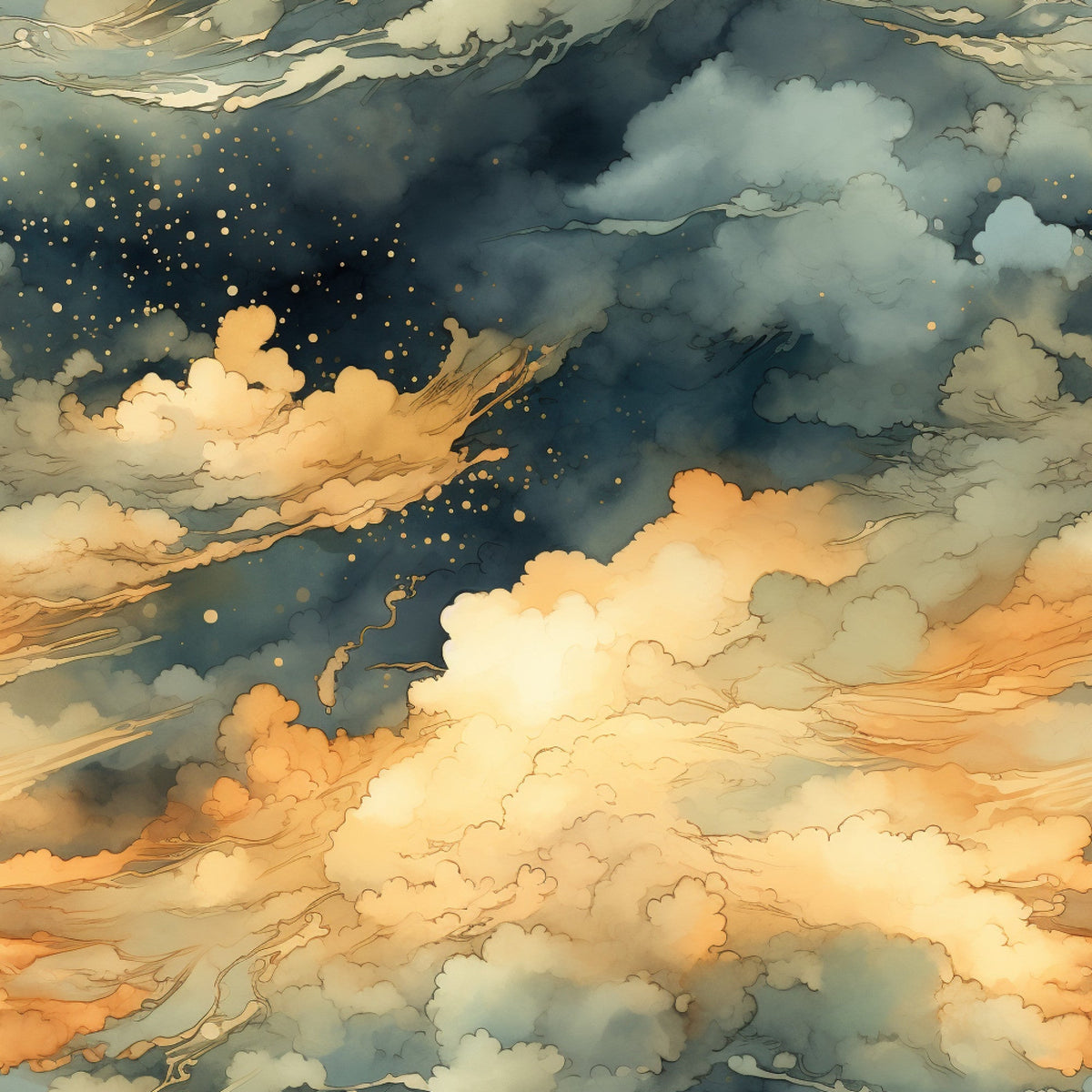Gilded Clouds Pattern 4 Minky Fabric