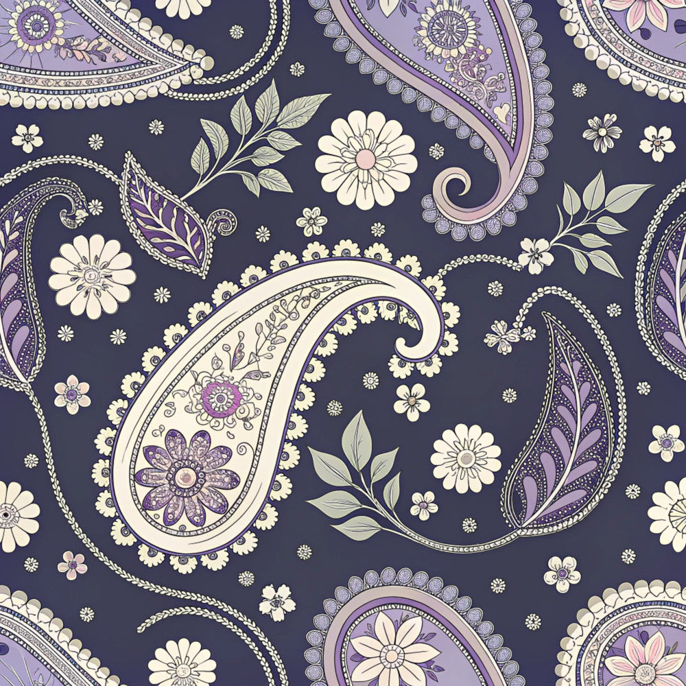 Midnight Paisley Garden Pattern 14 Minky Fabric