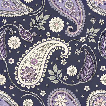 Midnight Paisley Garden Pattern 14 Minky Fabric