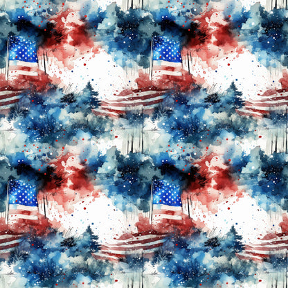 Patriotic Grunge Pattern 12 Quilting Cotton Fabric