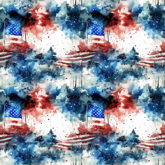 Patriotic Grunge Pattern 12 Quilting Cotton Fabric
