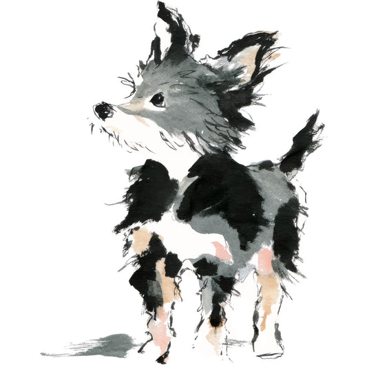 Handdrawn Doodle Dog Fabric Panel 53