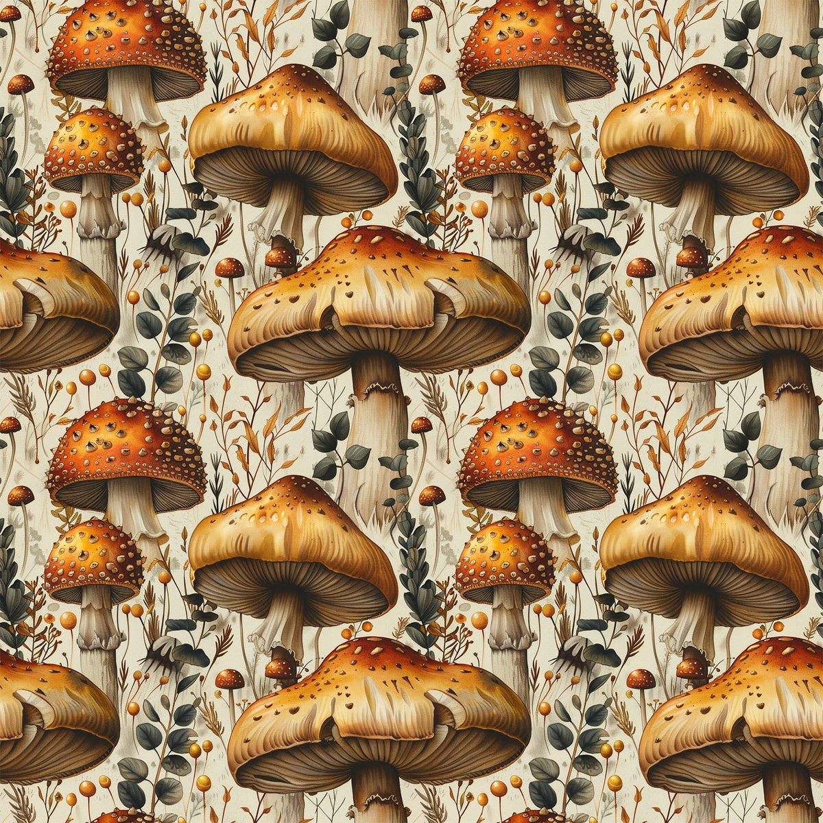 Woodland Toadstools Pattern 6 Minky Fabric