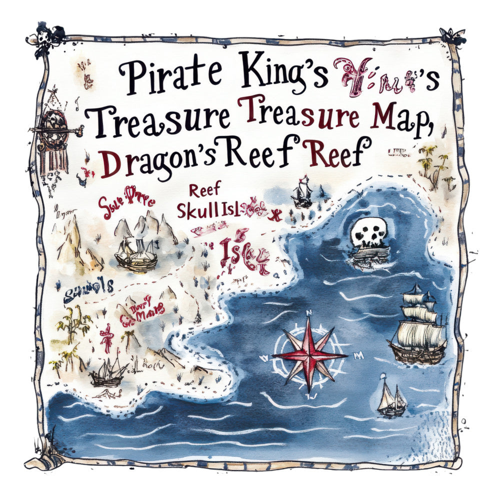 Pirate Treasure Map Fabric Panel 3
