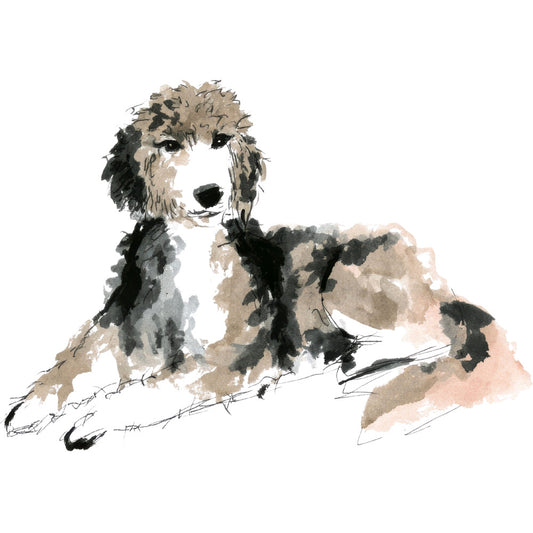 Handdrawn Doodle Dog Fabric Panel 43