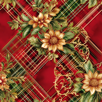 Red Green Gold Christmas Pattern 20 Quilting Cotton Fabric