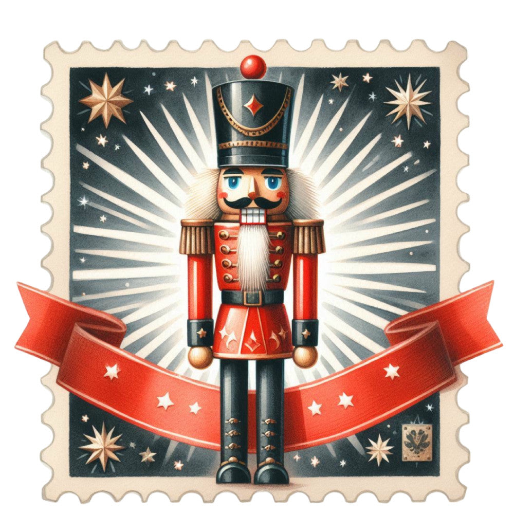Nutcracker Postage Stamps Fabric Panel 22