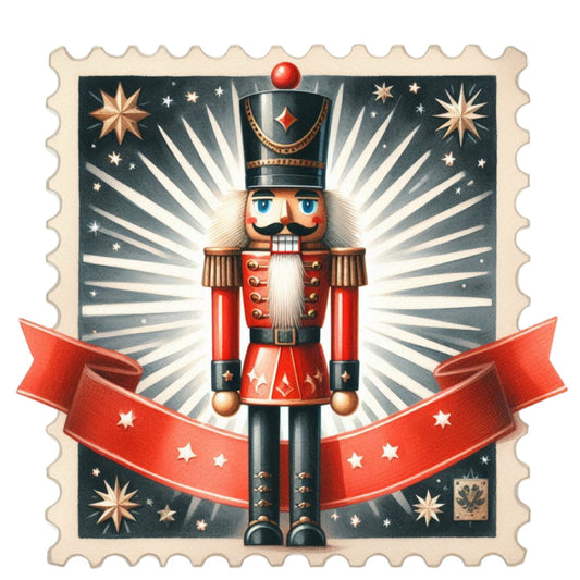 Nutcracker Postage Stamps Fabric Panel 22
