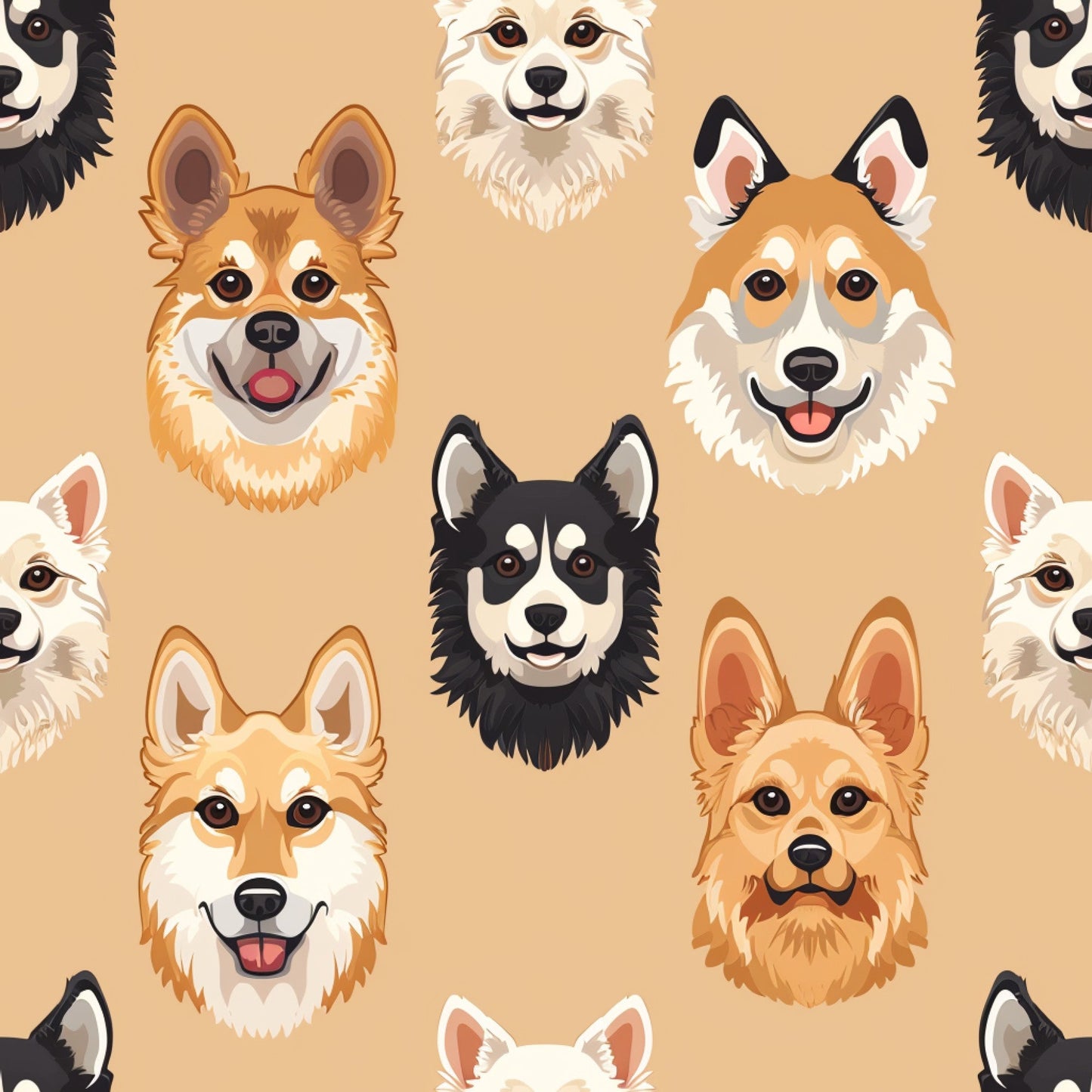 Dog Heads Pattern 9 Quilting Cotton Fabric