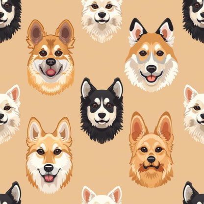 Dog Heads Pattern 9 Quilting Cotton Fabric