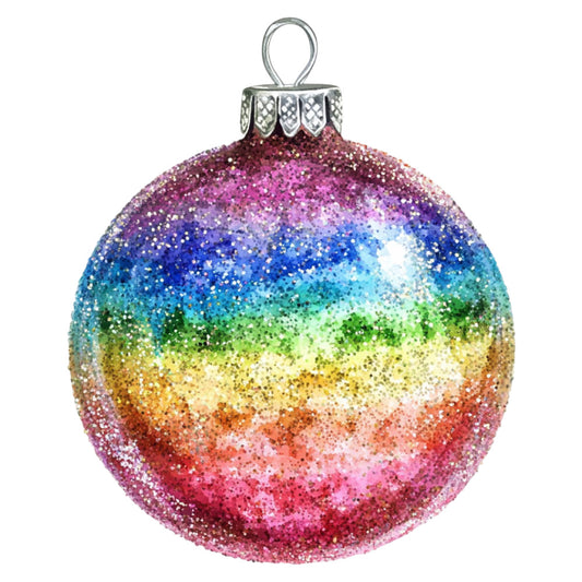 Watercolor Christmas Ornaments Fabric Panel 16