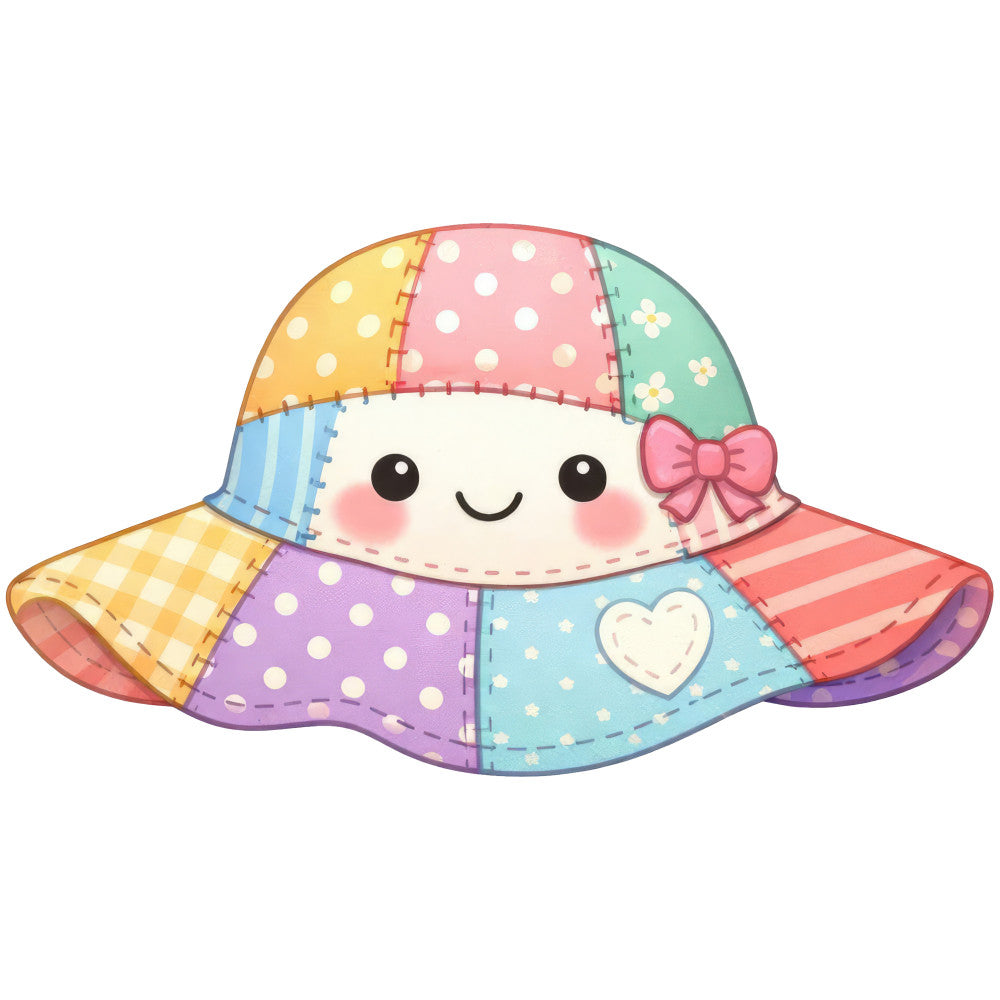 multicolor, pastel colors, soft yellow, coral pink, mint green, light blue, lavender purple, polka dots, striped, patchwork, whimsical, cute, playful, hearts, bows, flowers, stars, stitched details, sweet, cheerful, spring, summer, baby, children, girl, charming, folk art inspired, quilted look, decorative panel