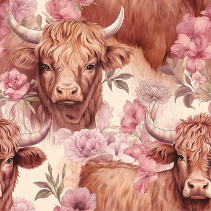Blooming Bovines Pattern 4 Minky Fabric