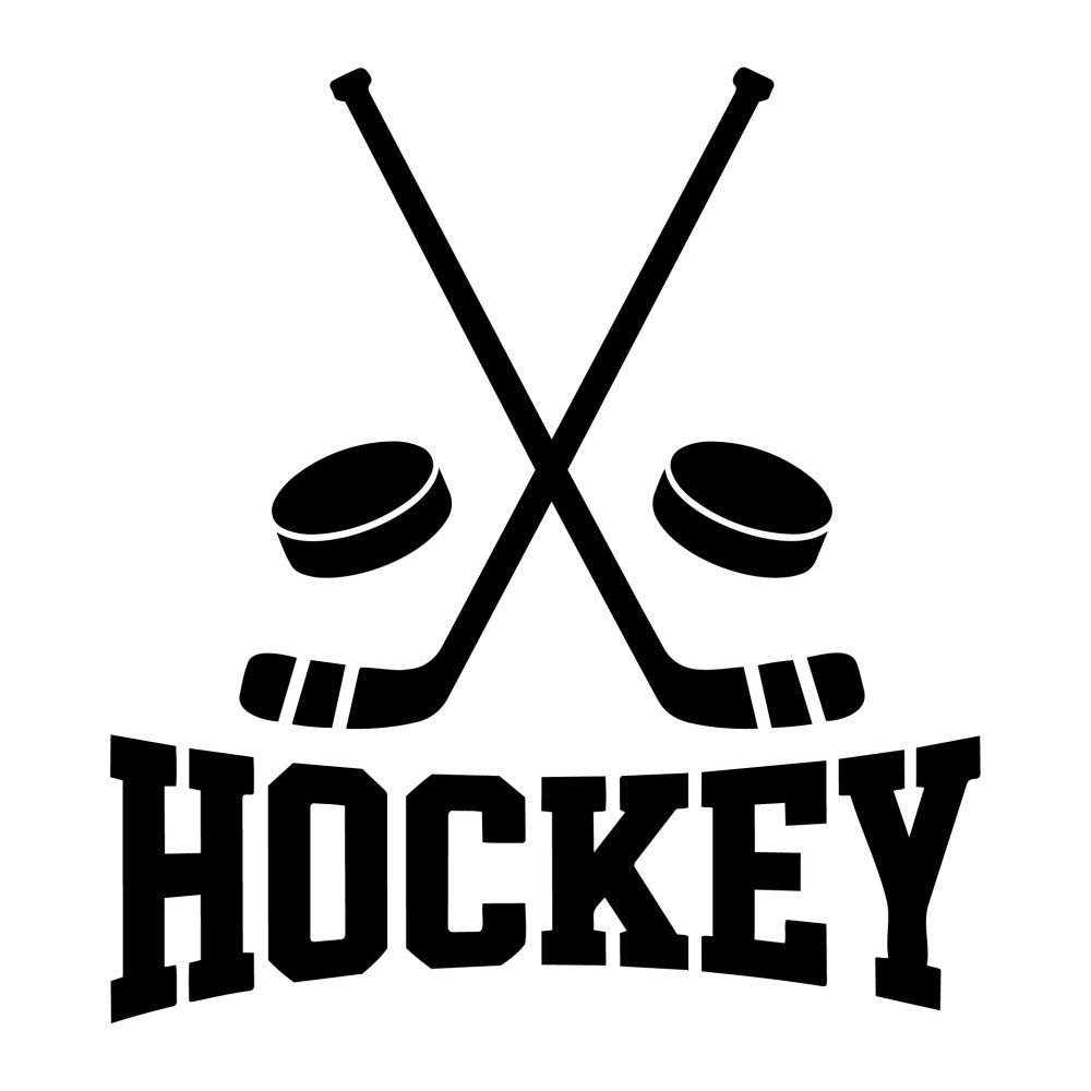 hockey, sports, ice hockey, black and white, monochrome, puck, hockey stick, athletic, geometric, modern, sports themed, winter sports, recreation, team sports, masculine, bold, graphic, high contrast, boys, men's, fan gear, game day, winter, sports equipment, crossed sticks, team spirit, competitive, action sports