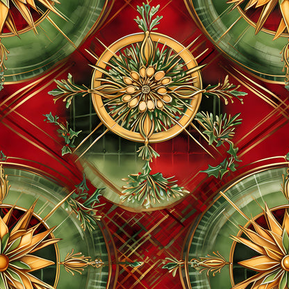Gilded Tartan Blooms Pattern 7 Minky Fabric