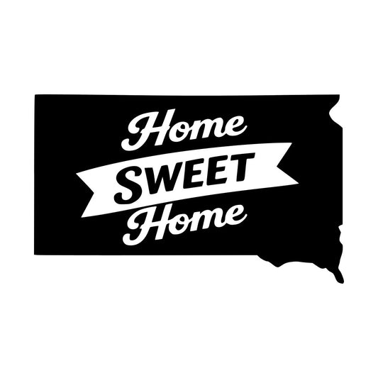 home sweet home, black and white, typography, text, banner, ribbon, vintage, retro, farmhouse, rustic, inspirational, motivational, home decor, wall hanging, country style, classic, traditional, monochrome, bold text, script lettering, cursive, decorative banner, state pride, regional, home themed, welcoming, cozy, timeless