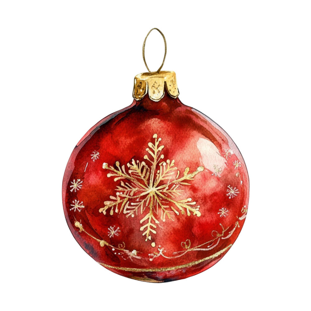 Watercolor Christmas Ornaments Fabric Panel 31