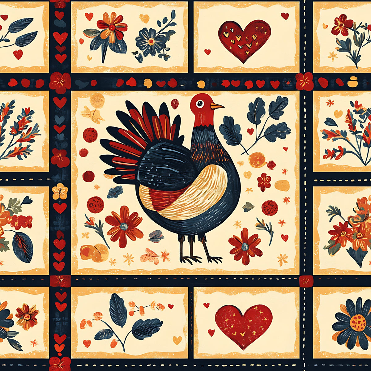 Folk Harvest Pattern 8 Minky Fabric