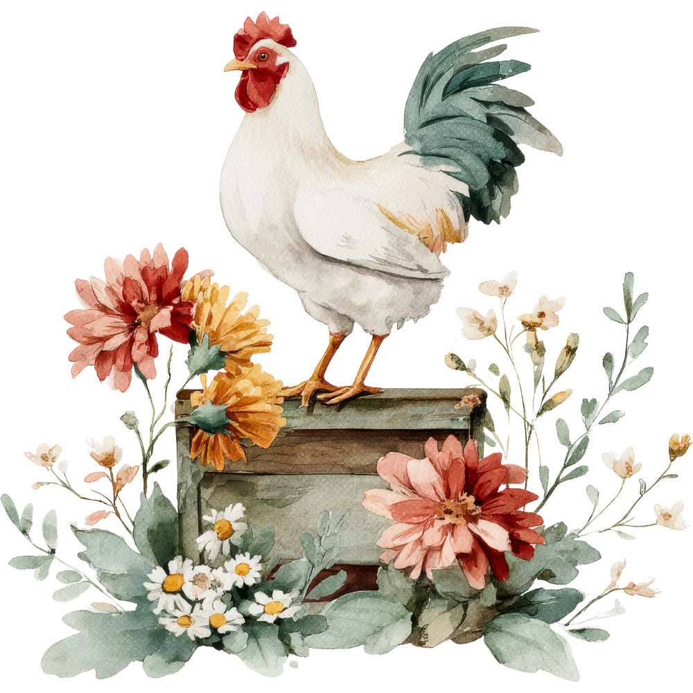 Farmhouse Chicken Decor Fabric Panel 31
