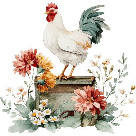 Farmhouse Chicken Decor Fabric Panel 31