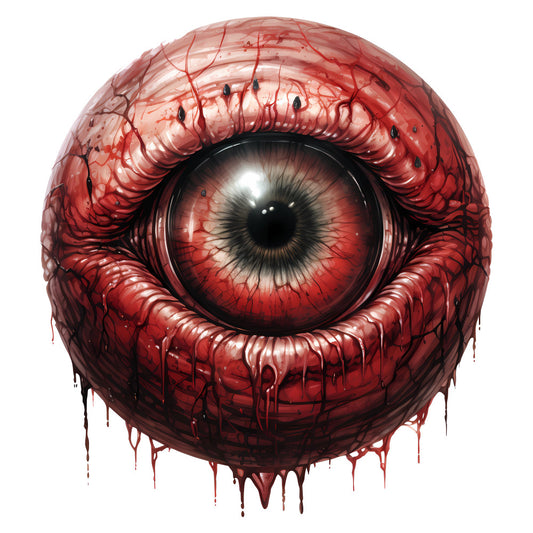 horror eye, blood red, dark red, crimson, gore, anatomical, eyeball, iris, creepy, gothic, macabre, spooky, horror aesthetic, dark fantasy, surreal, abstract eye, detailed illustration, intense, dramatic, Halloween, thriller, medical horror, grotesque, unsettling, nightmare, alternative, edgy, dark art, visceral