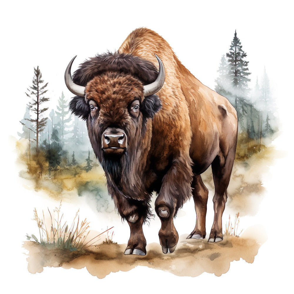 Watercolor Bison Fabric Panel 4