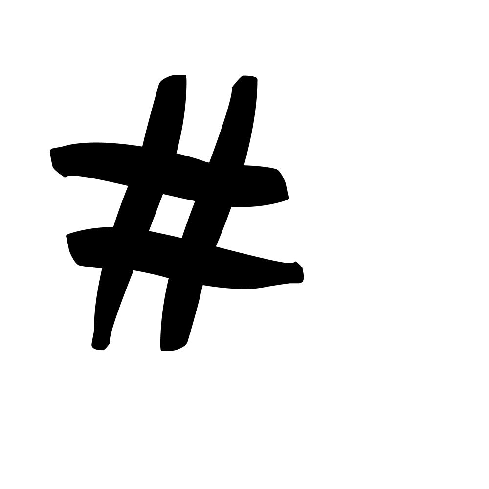 black, white, hashtag symbol, modern graphic, minimalist design, social media inspired, contemporary art, high contrast, geometric shape, fabric panel, quilting cotton, monochrome, digital age theme, symbol design, craft project, sewing material, simple motif, stark contrast, clean lines, urban style