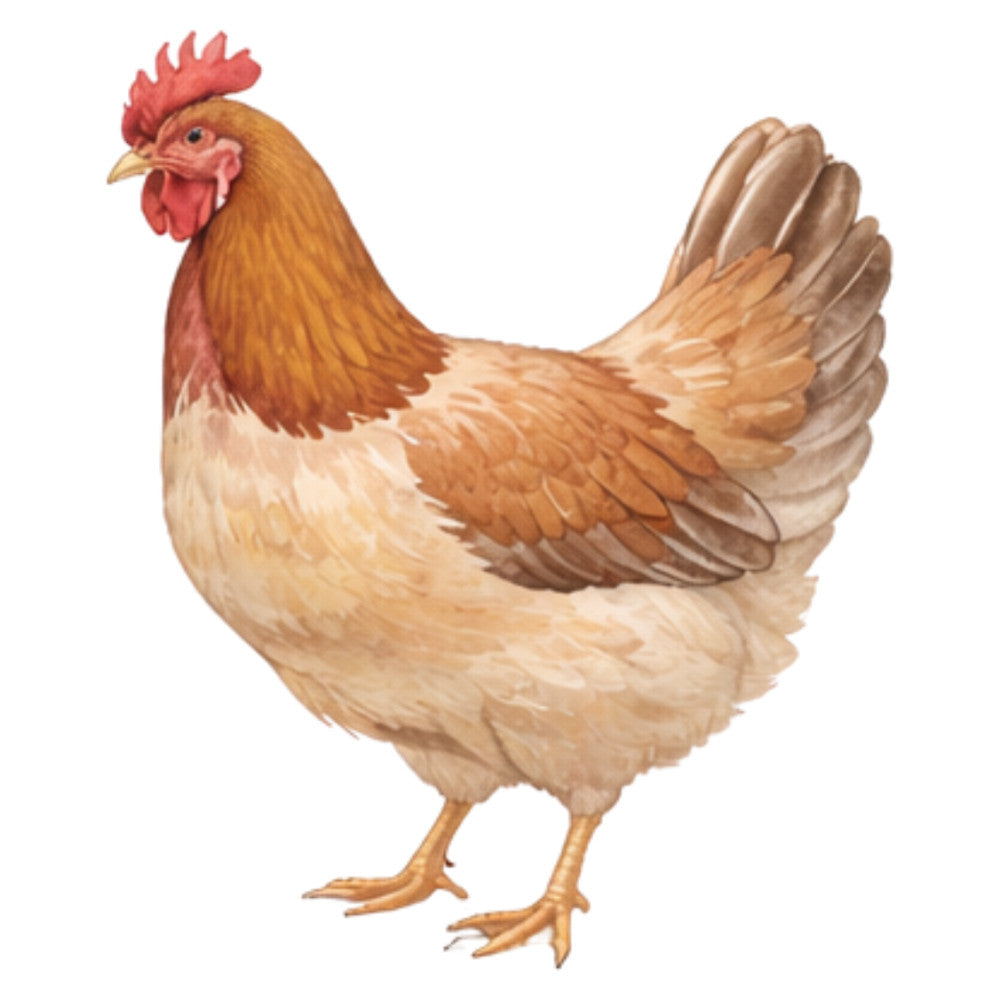 rooster, chicken, farmhouse, farm animals, rust red, cream, tan, beige, golden brown, terracotta, rustic, country, vintage, cottage core, poultry, barnyard, agricultural, traditional, folk art, livestock, homestead, autumn, fall, kitchen, home décor, whimsical, charming, detailed illustration