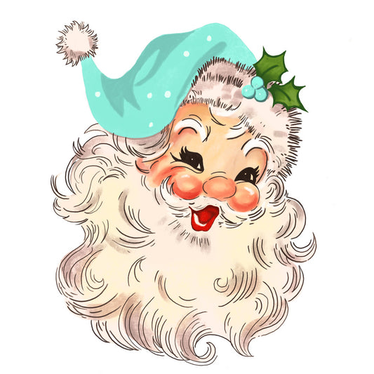 Blue Hat Santas Fabric Panel 6