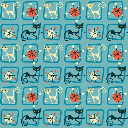 Atomic Kitty Pattern 3 Quilting Cotton Fabric