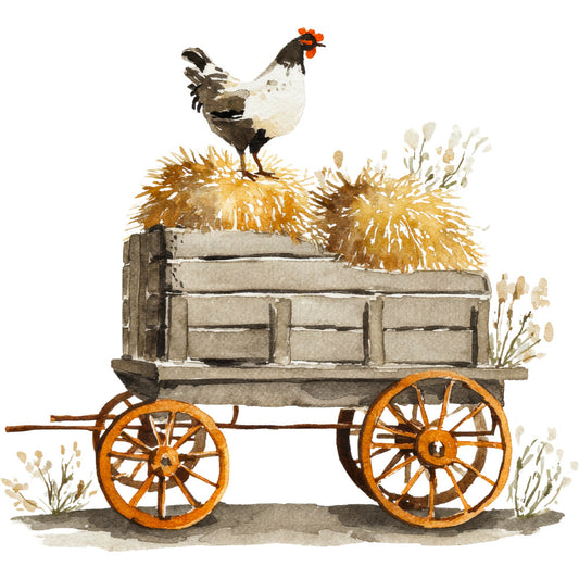 Rustic Barnyard Birds Fabric Panel 67