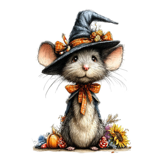 witch cat, halloween, autumn, fall, orange, black, cream, white, tan, pumpkin, sunflower, floral, animals, whimsical, cute, festive, seasonal, harvest, witch hat, bow tie, plaid, checkered, nature, woodland, decorative, children's, folk art, storybook, magical, enchanted
