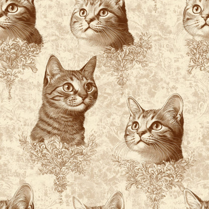 Vintage Cats With Lace Pattern 7 Quilting Cotton Fabric